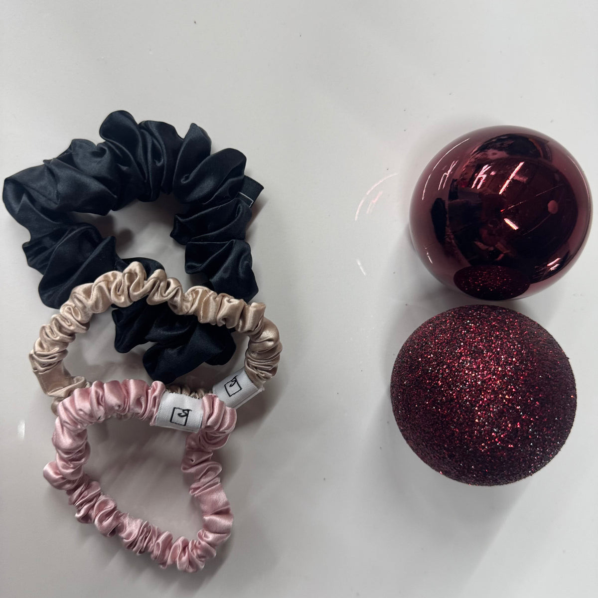 Set of 3 ~Pure silk 1 mid size scrunchie AND 2 skinny scrunchies