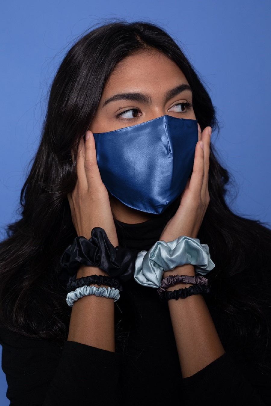Pure Mulberry Silk Face mask: Navy blue - Silken Pure