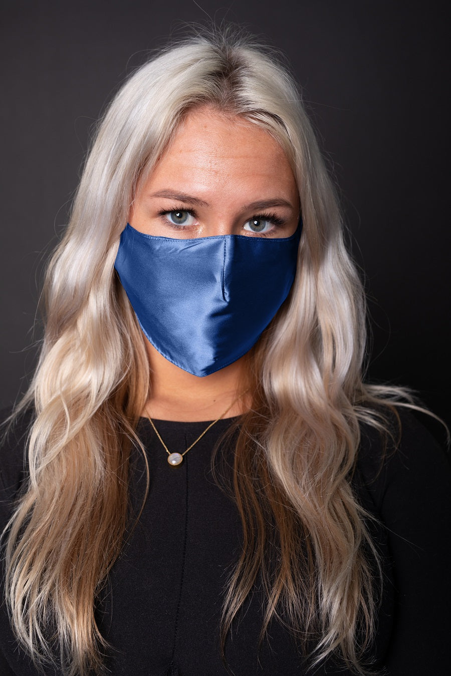 Pure Mulberry Silk Face mask: Navy blue - Silken Pure