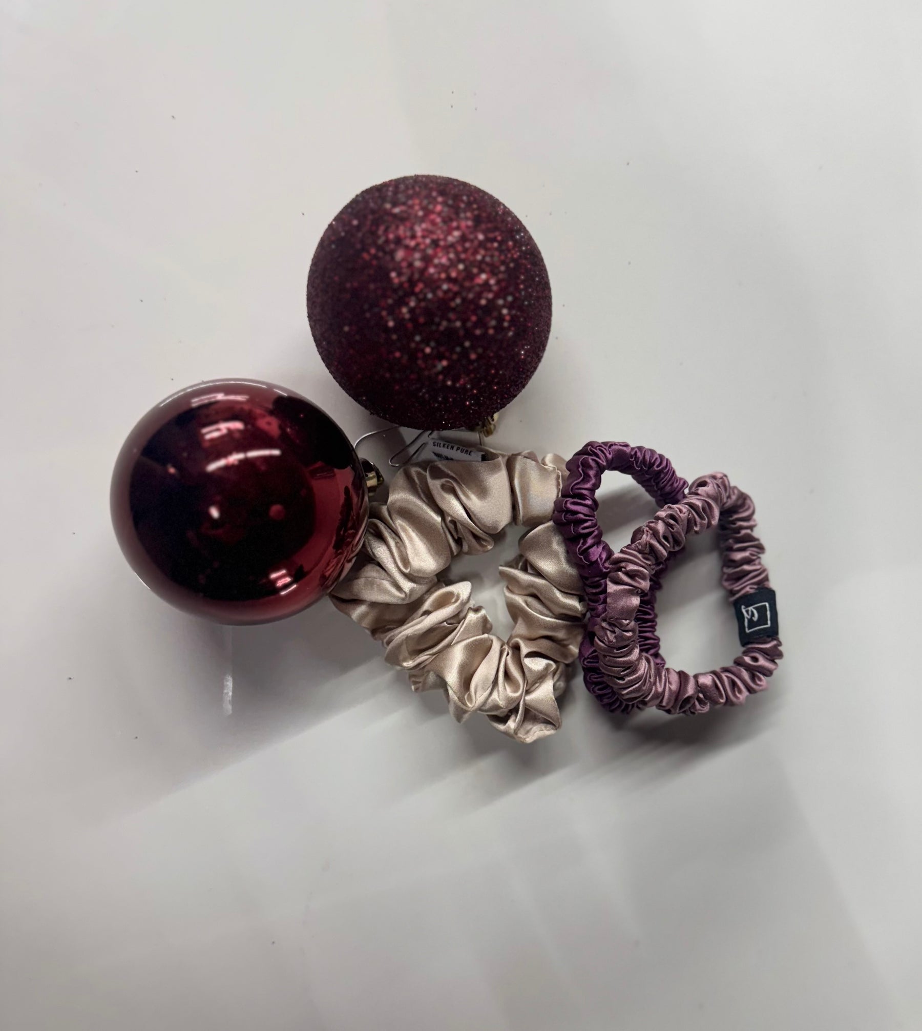 Set of 3 ~Pure silk  1 mid size scrunchie AND 2 skinny scrunchies