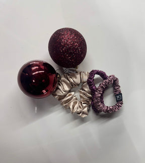 Set of 3 ~Pure silk  1 mid size scrunchie AND 2 skinny scrunchies