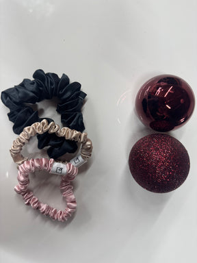 Set of 3 ~Pure silk  1 mid size scrunchie AND 2 skinny scrunchies