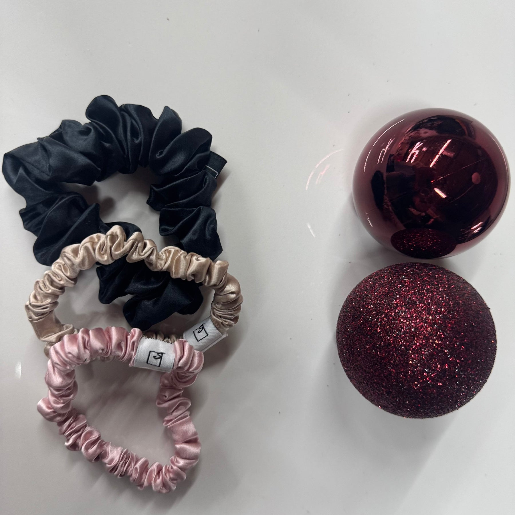 Set of 3 ~Pure silk  1 mid size scrunchie AND 2 skinny scrunchies
