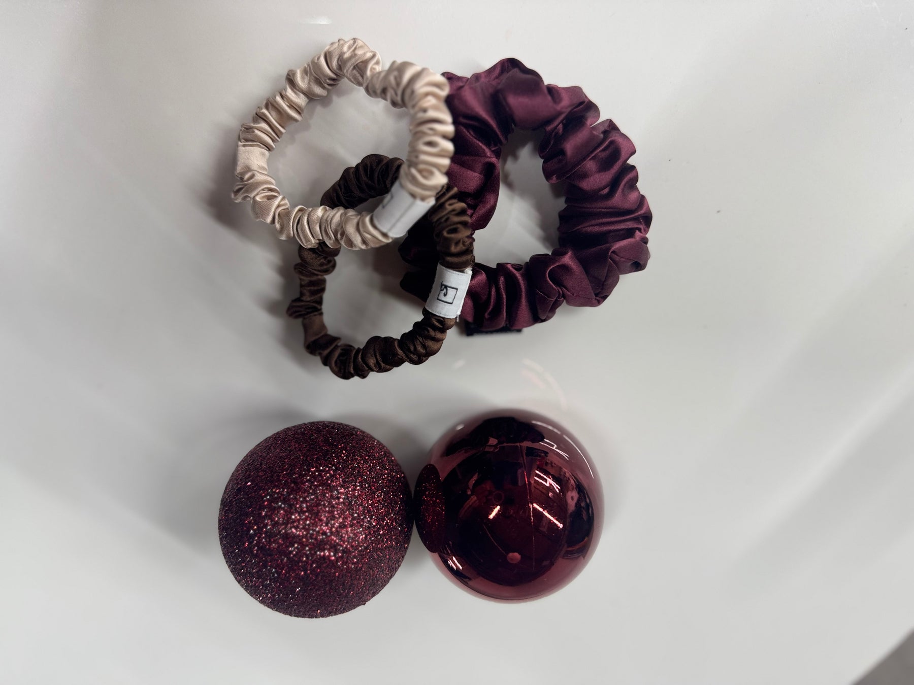 Set of 3 ~Pure silk  1 mid size scrunchie AND 2 skinny scrunchies