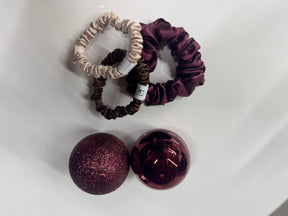 Set of 3 ~Pure silk  1 mid size scrunchie AND 2 skinny scrunchies