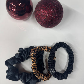 Set of 3 ~Pure silk  1 mid size scrunchie AND 2 skinny scrunchies