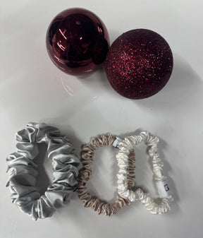 Set of 3 ~Pure silk  1 mid size scrunchie AND 2 skinny scrunchies