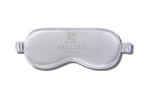 Pure silk silver eye mask with custom pearl embroidery logo