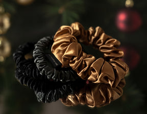 Set of 3 ~Pure silk  1 mid size scrunchie AND 2 skinny scrunchies