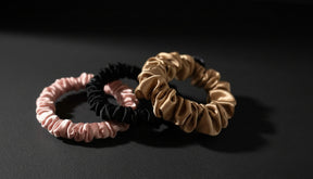 Set of 3 ~Pure silk  1 mid size scrunchie AND 2 skinny scrunchies