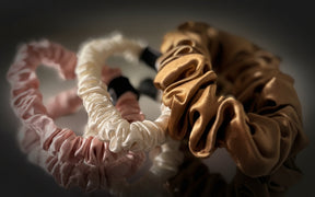Set of 3 ~Pure silk  1 mid size scrunchie AND 2 skinny scrunchies
