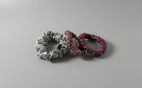 Set of 3 ~Pure silk  1 mid size scrunchie AND 2 skinny scrunchies