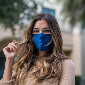Pure Mulberry Silk Face mask: Navy blue